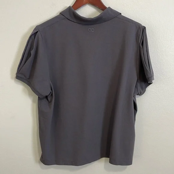 NWT Calia Pique Puff Sleeves Polo T-Shirt XXL Carbon Gray 3/4 Button Down Golf - Picture 5 of 16